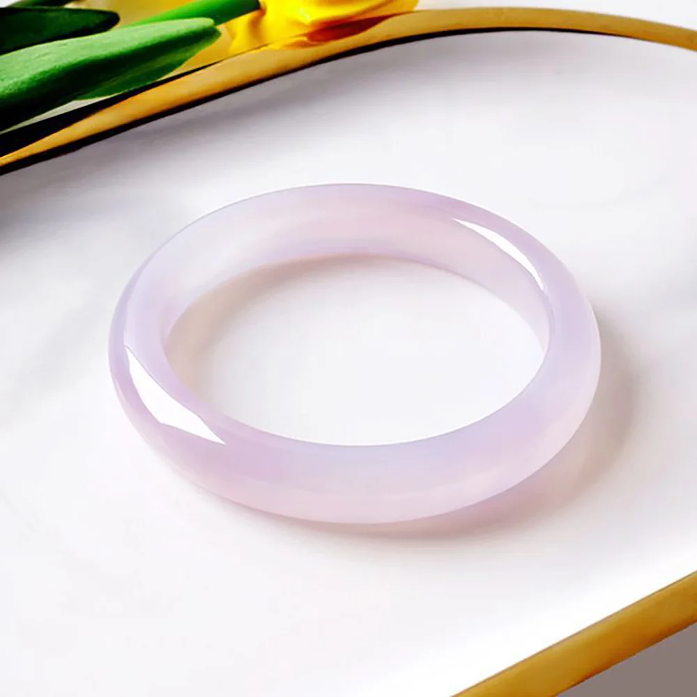 Natural Violet Jade Chalcedony Bangle Bracelet For Women Fine Jewelry Charm Jadeite Widened Jade Bracelet Gifts Free Shipping