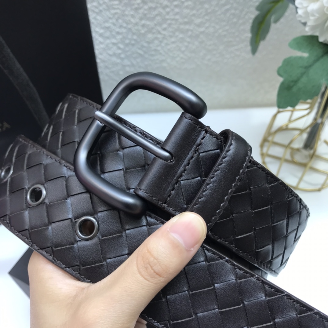 Bottega Veneta pin buckle classic woven leather belt width 4.0cm