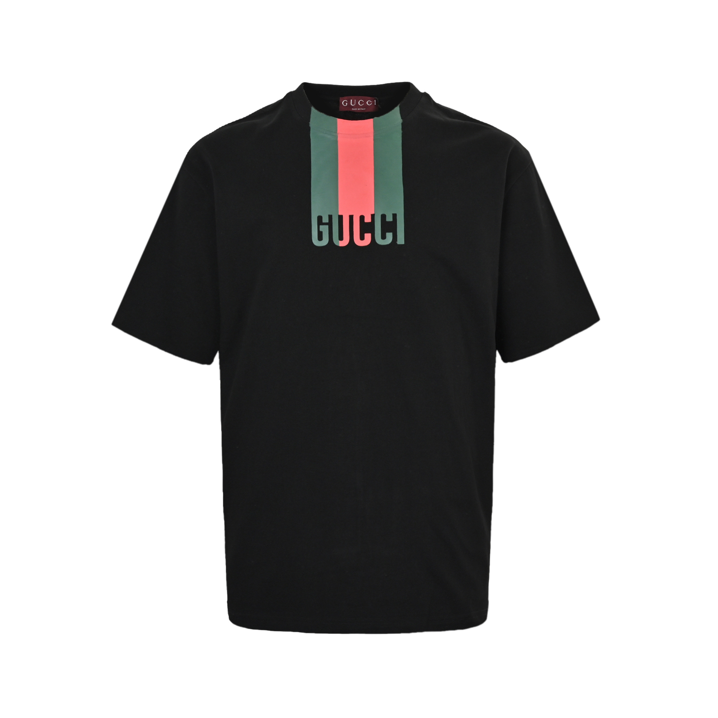 Gucci 25ss red and green striped letter print short sleeve