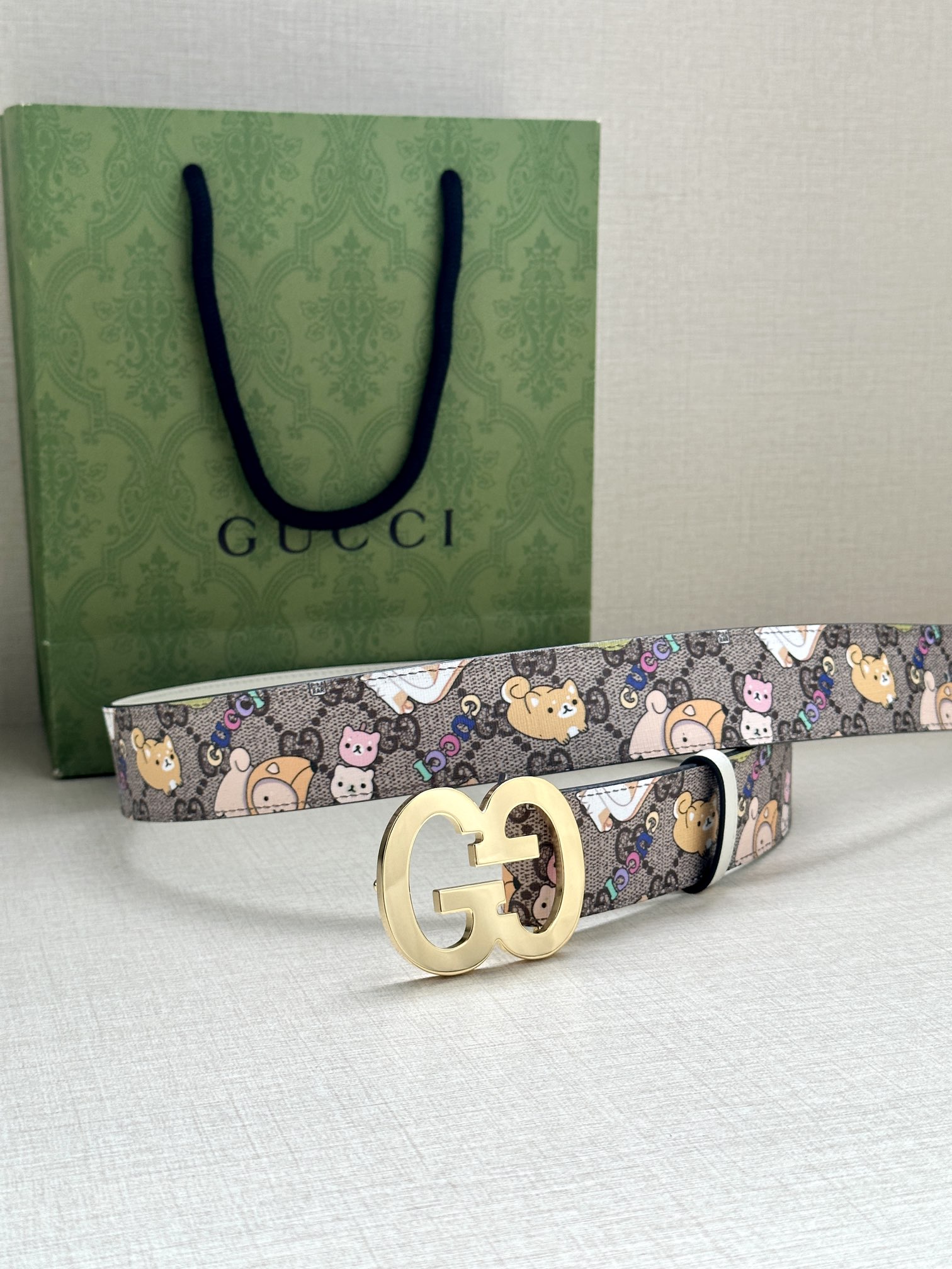 Gucci Marmont series printed leather belt width 3.8CM