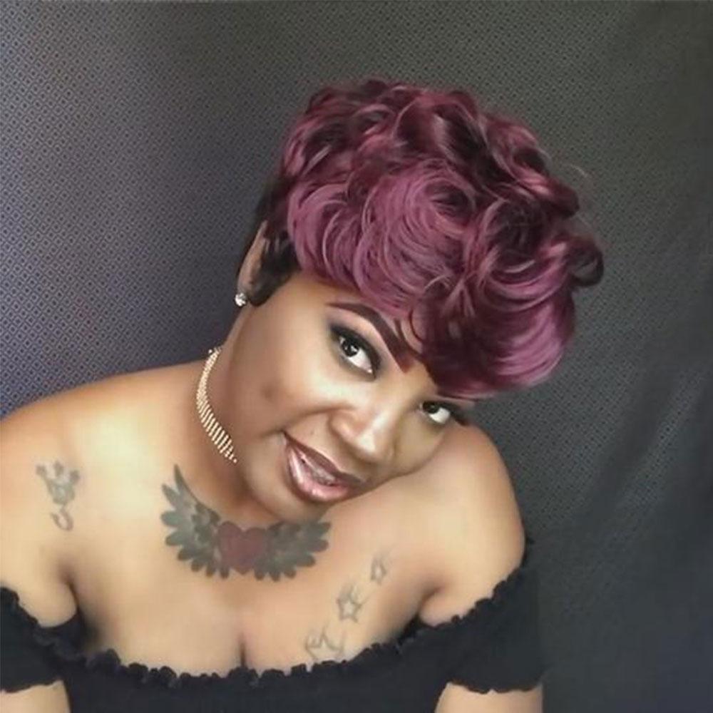 Luna 002 Sassy Short Curly Layered Hair Wig with Bangs for Women