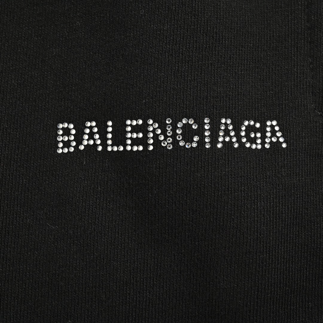 Balenciaga 24ss distressed rhinestone lettering shorts