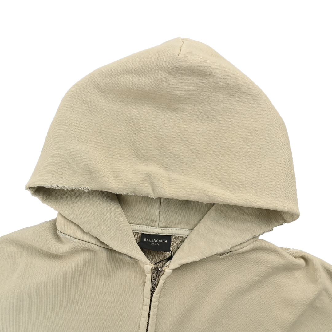 Balenciaga 24Fw hoop embroidery totem distressed zipper hooded jacket