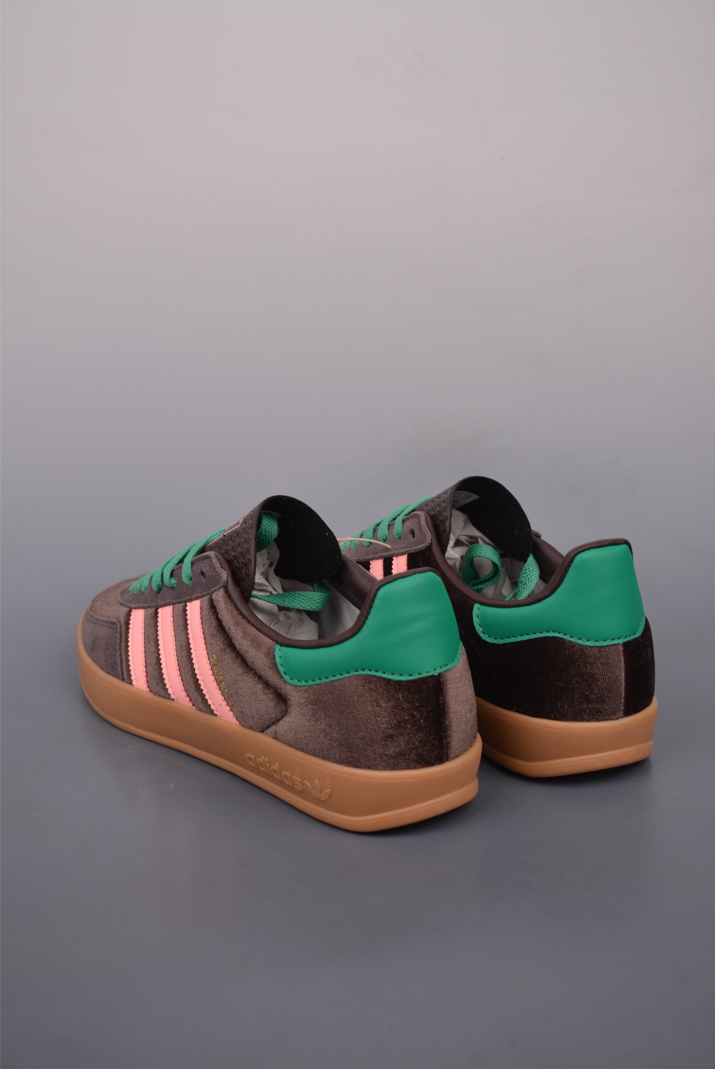 Adidas Gazelle Indoor Trainers Dark Coffee Pink Green JI2714