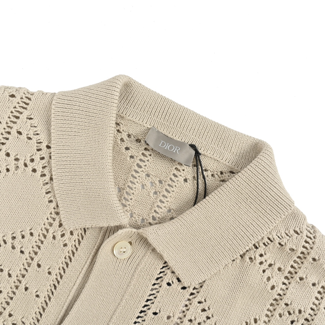 Dior 24ss openwork knit short-sleeved cardigan