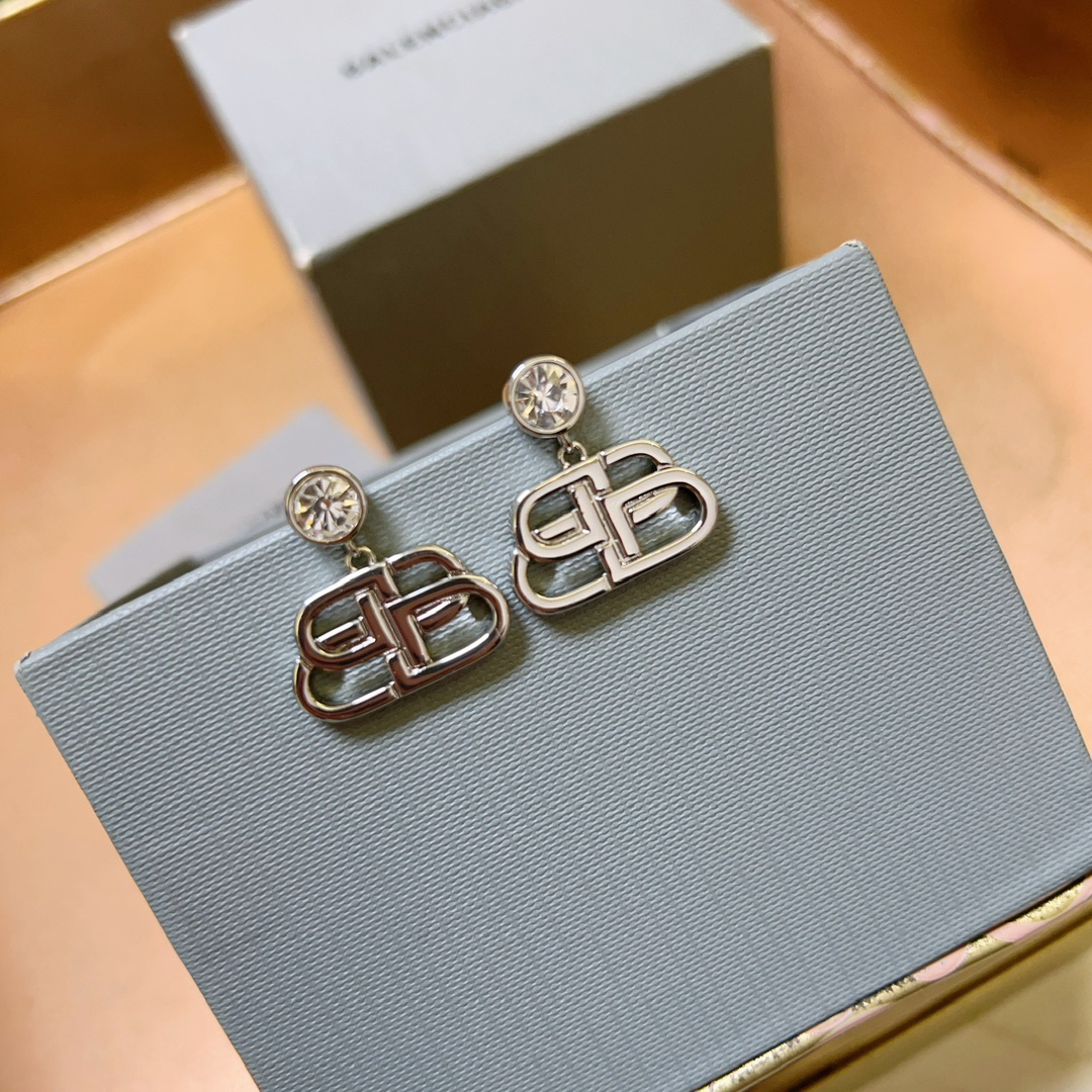 Balenciaga silver diamond earrings