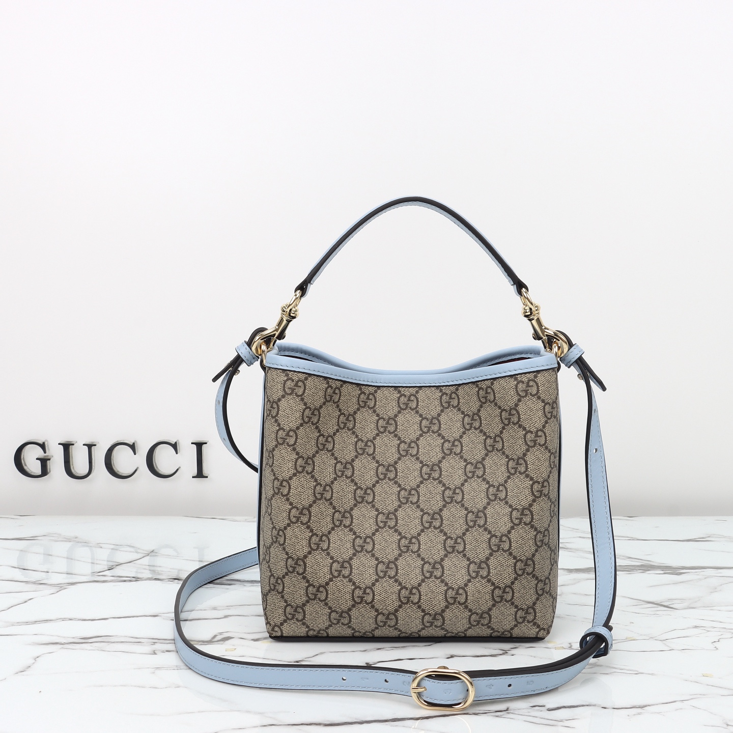 Gucci GG Emblem small bucket bag 815118 FAD6L 9862
