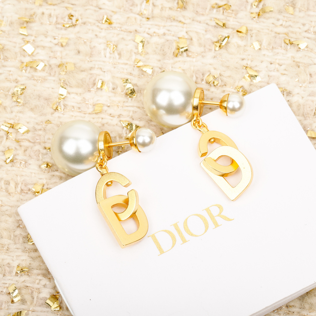 Dior Alphabet Pearl Earrings