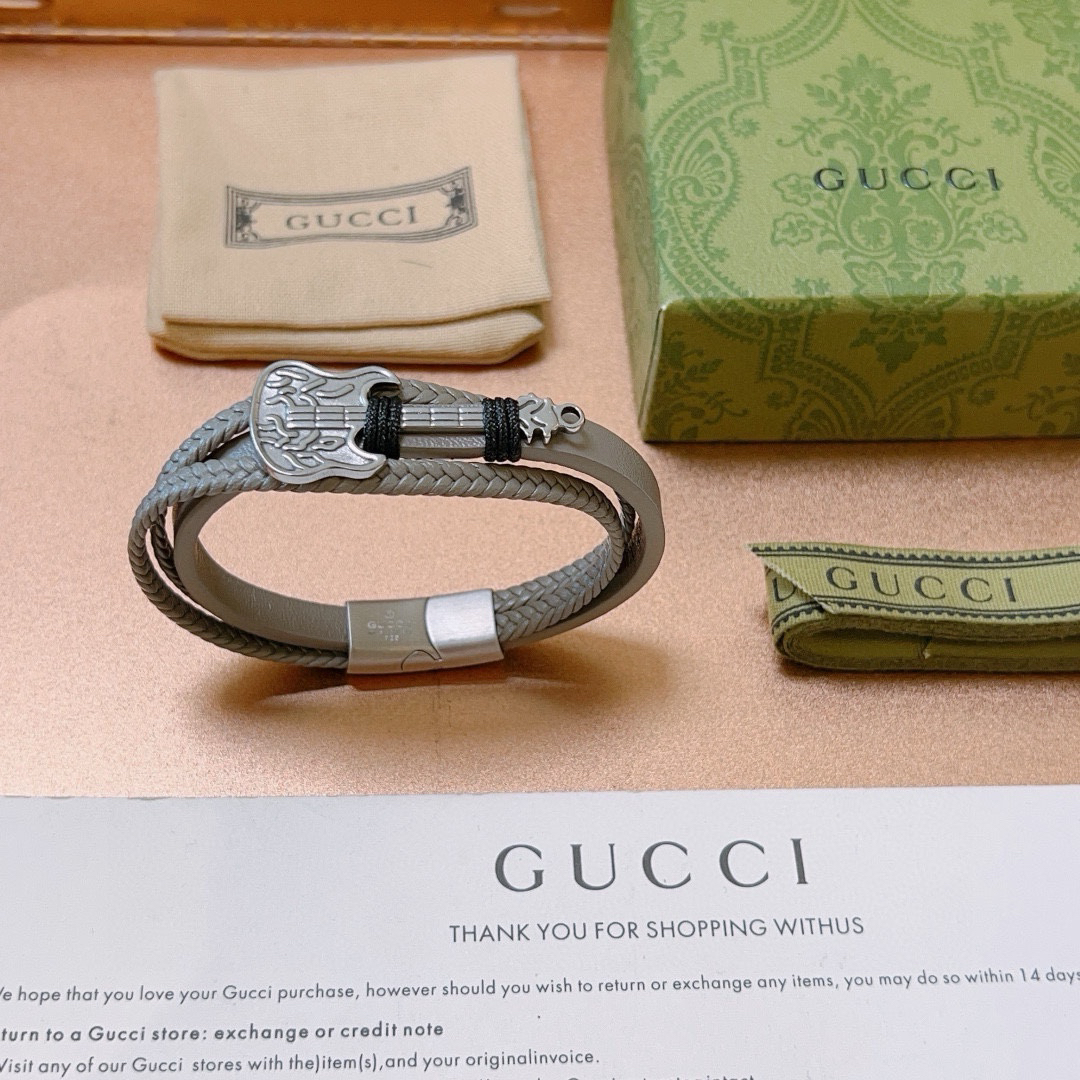 Gucci Grey Braided Guitar Bracelet