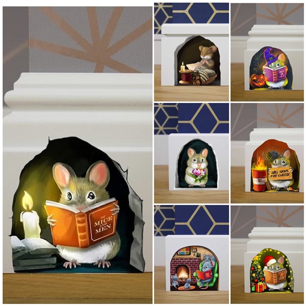 (2024 New Year Hot Sale)49% OFFCartoon Cute Little Mouse Hole Wall Stickers Creative Bedroom Bathroom Cute House Decoration
