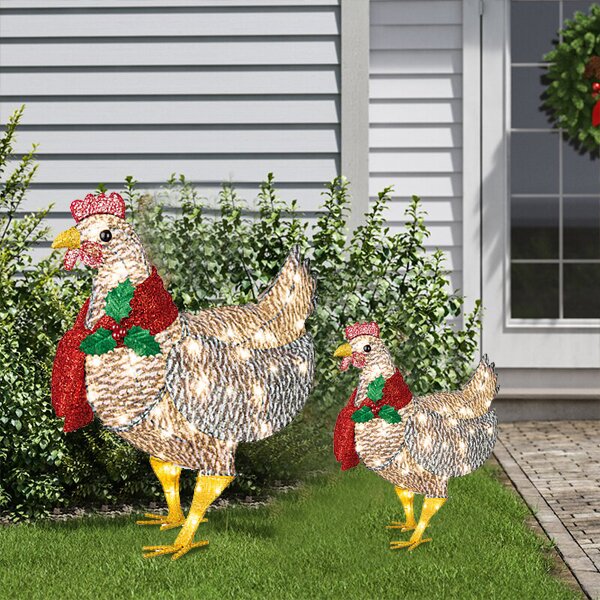 Lantern chicken with scarf holiday decoration