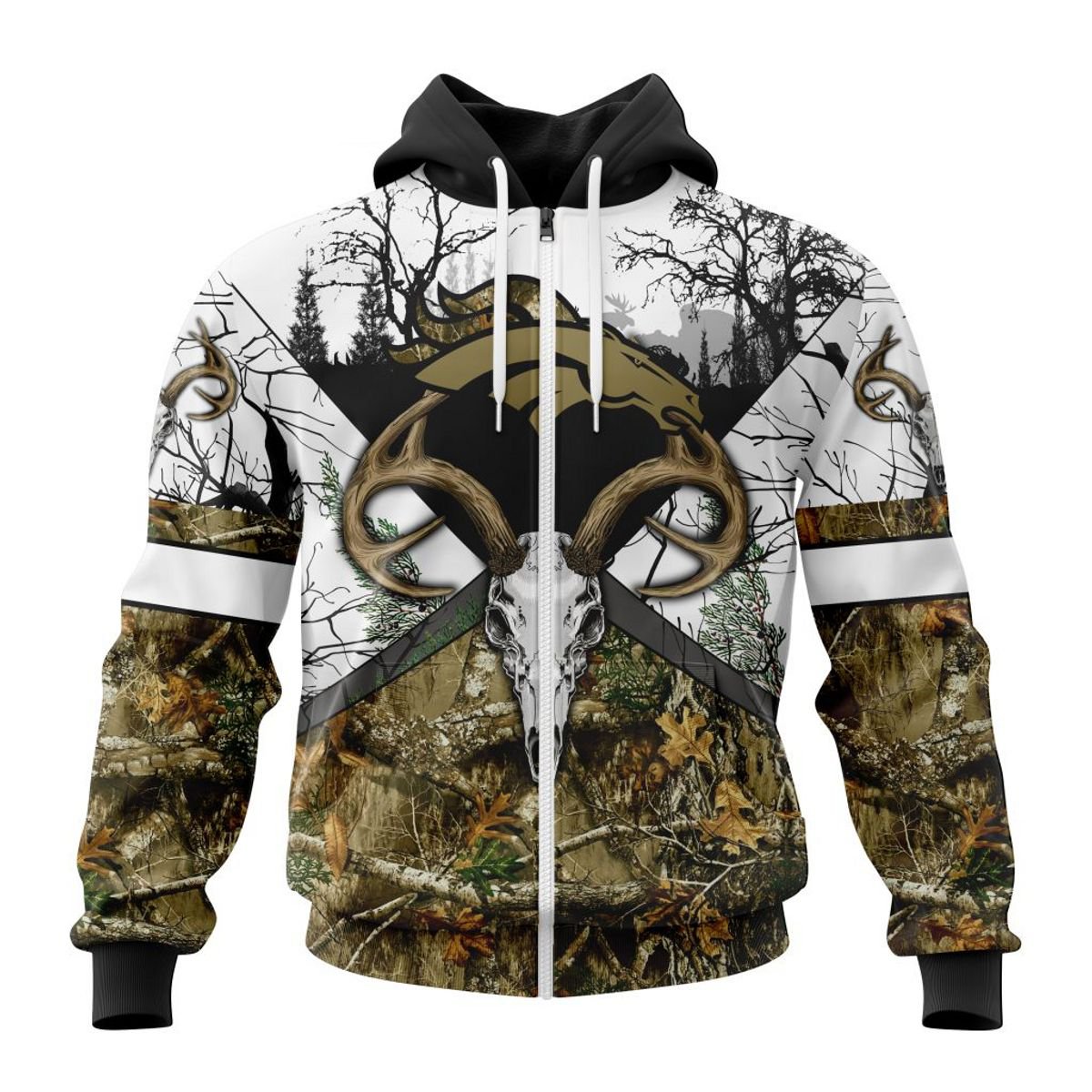 DENVER BRONCOS DEER SKULL AND FOREST 3D HOODIE