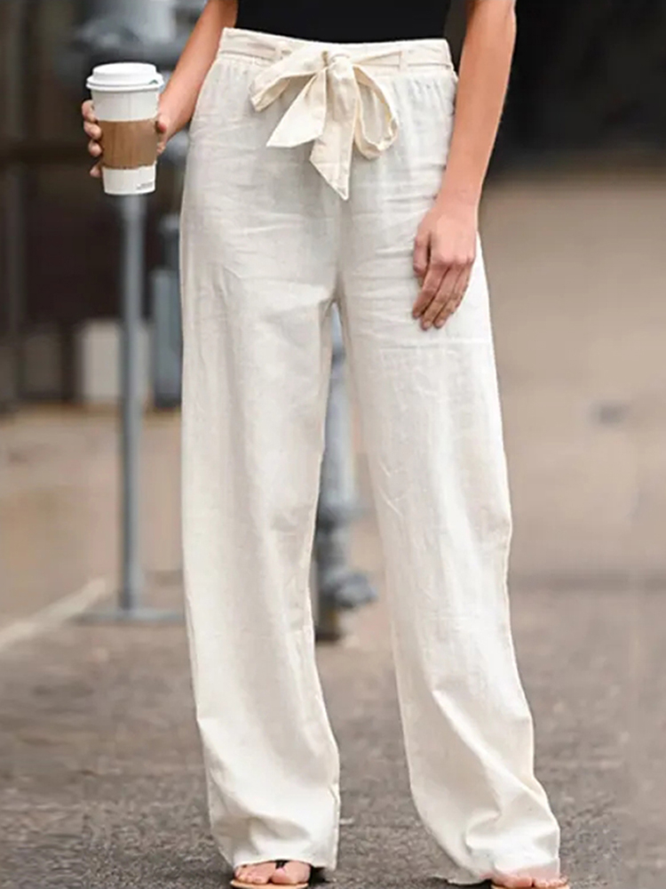 Casual Solid Color Pocket Loose Pants