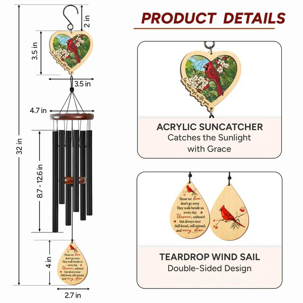 🏆Last Day 50% OFF⚡Cardinal Memorial Wind Chimes 32in