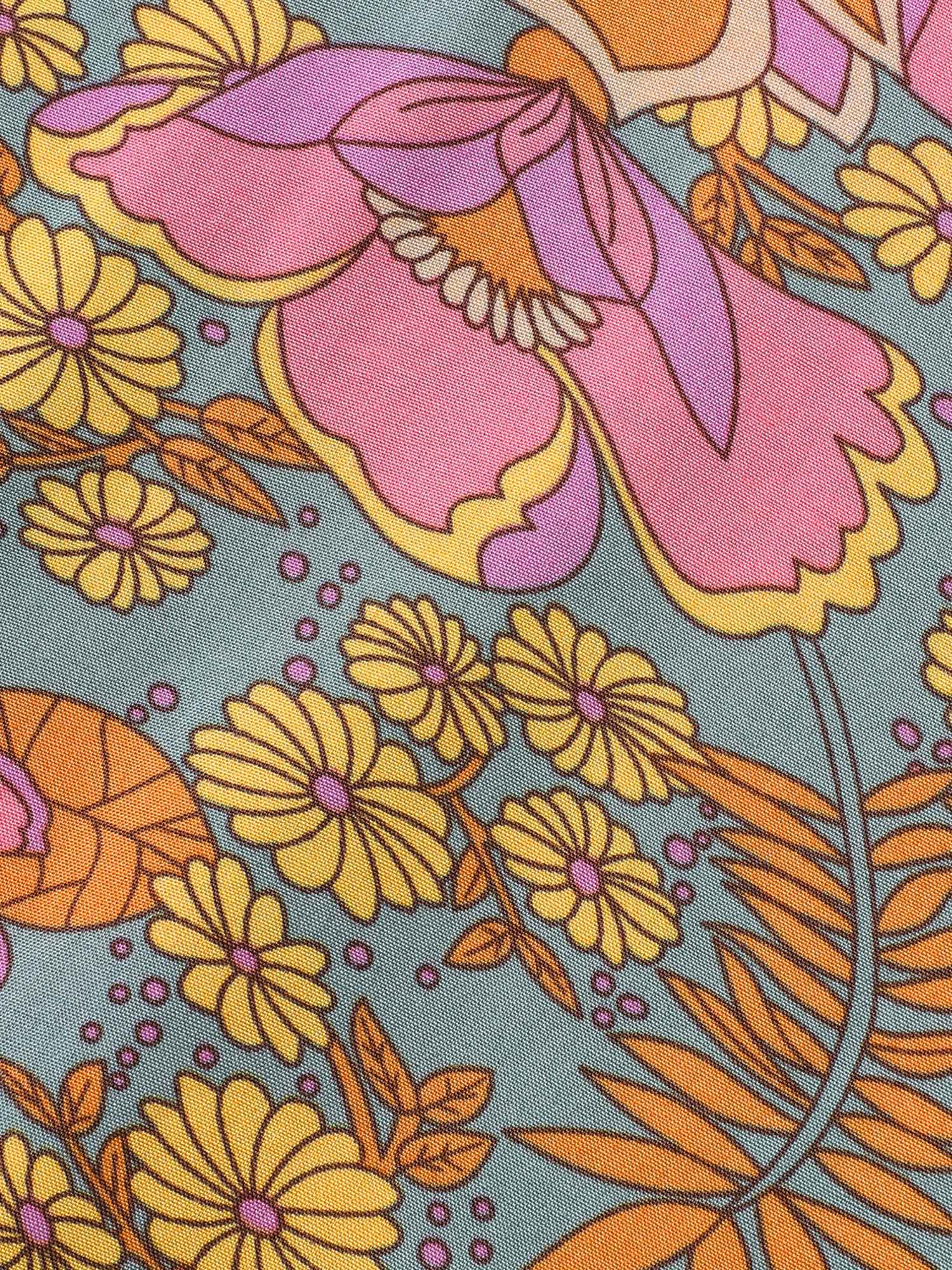 Boho Print Guipure Lace Ruffles Blouse