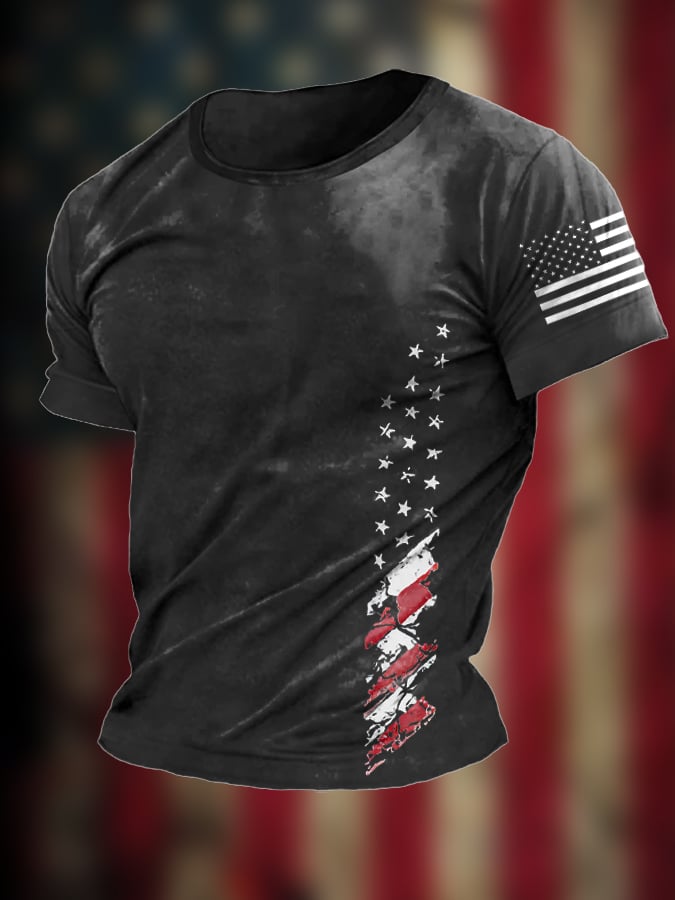 Men's Vintage American Flag Declaration of Independence Print T-Shirt