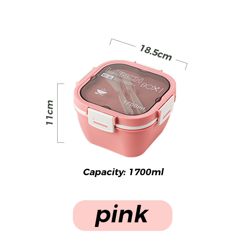 1200ml/1700ml Lunch Box with Spoon & Fork - Microwave Safe