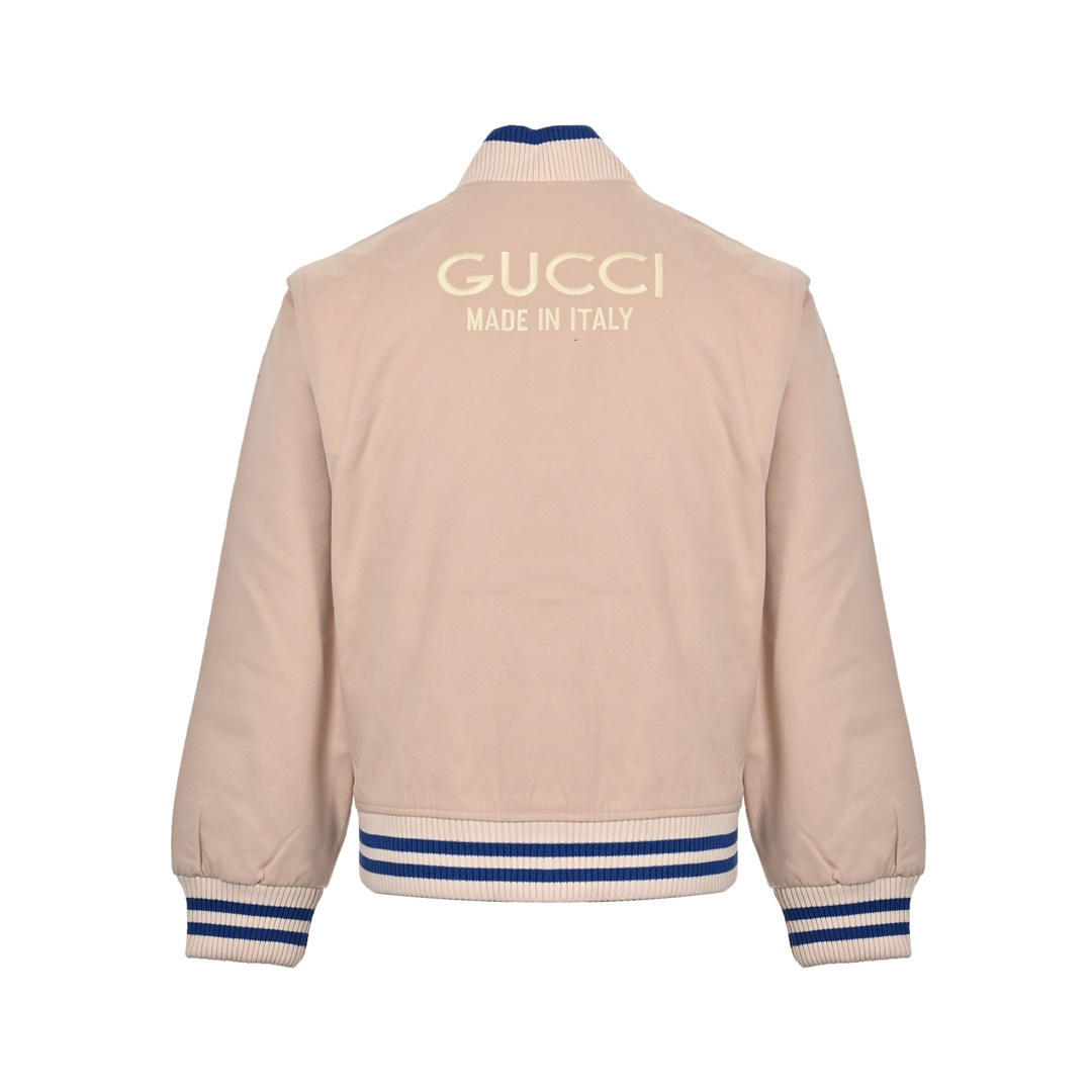 Gucci 24Fw baseball jacket with detachable sleeves and embroidered lettering