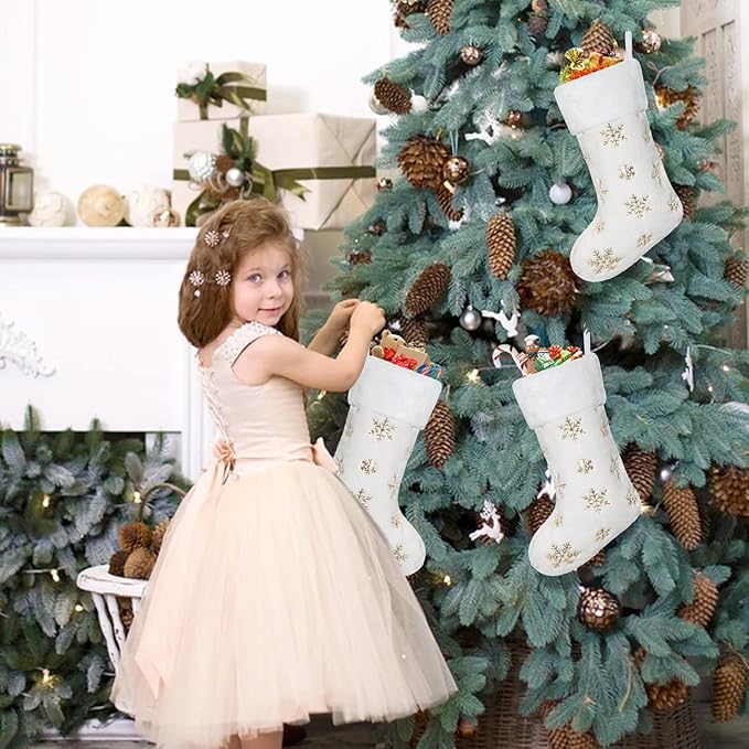 🧦🧦4 Pieces - Deluxe Cream White Faux Fur Christmas Stockings
