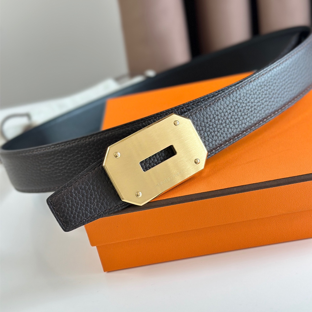 Hermès new double-faced calfskin belt width 3.2CM