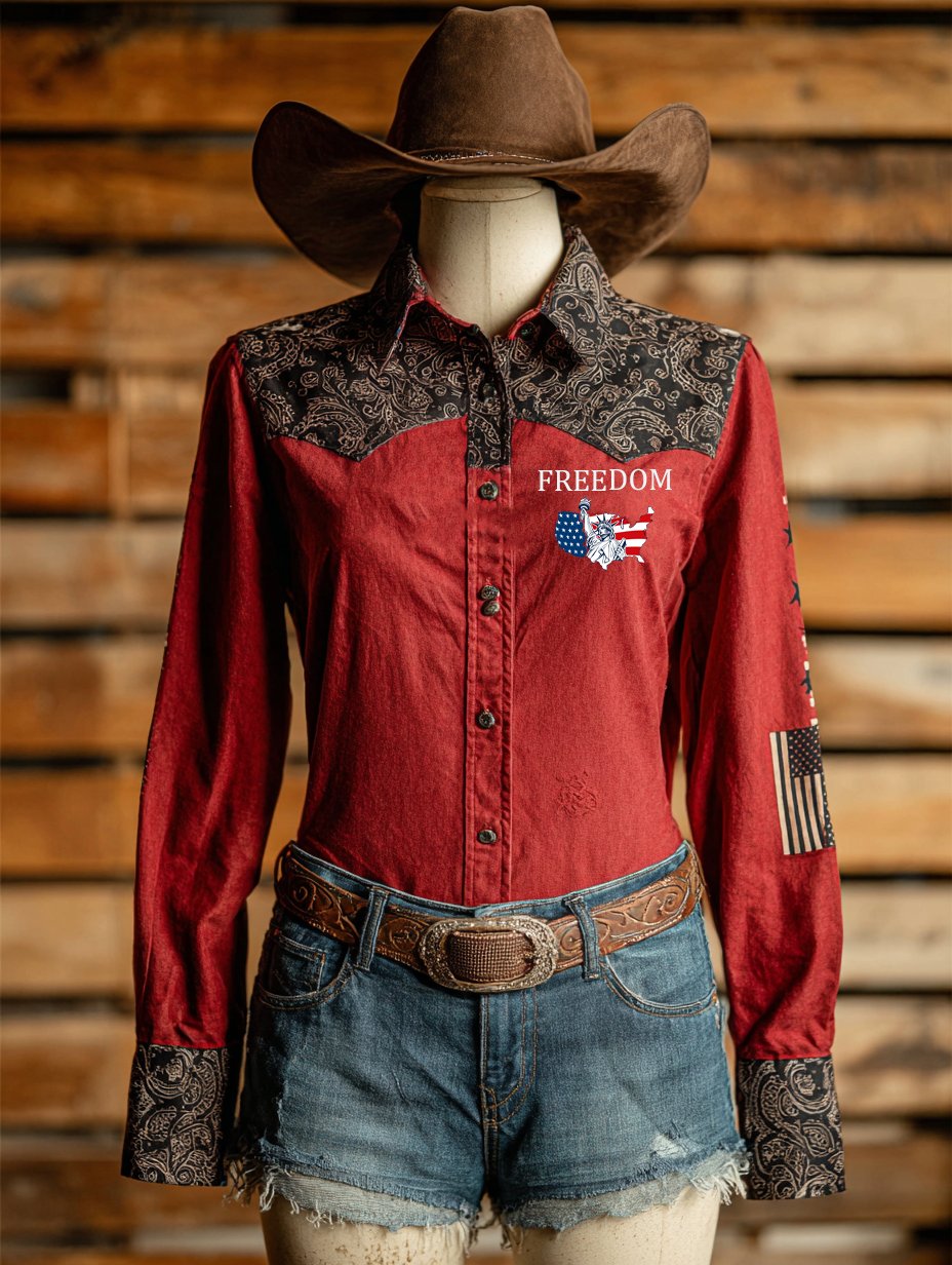 Women's Vintage FREEDOM Western Long Sleeve Shirt