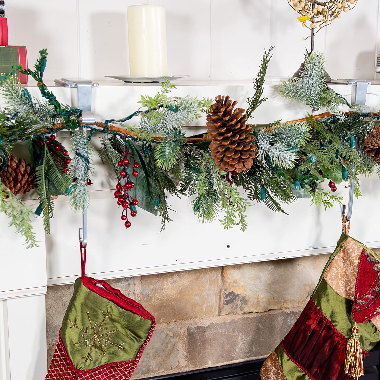 (🎅EARLY XMAS SALE - 60% OFF)Fireplace Stocking and Garland Hanger
