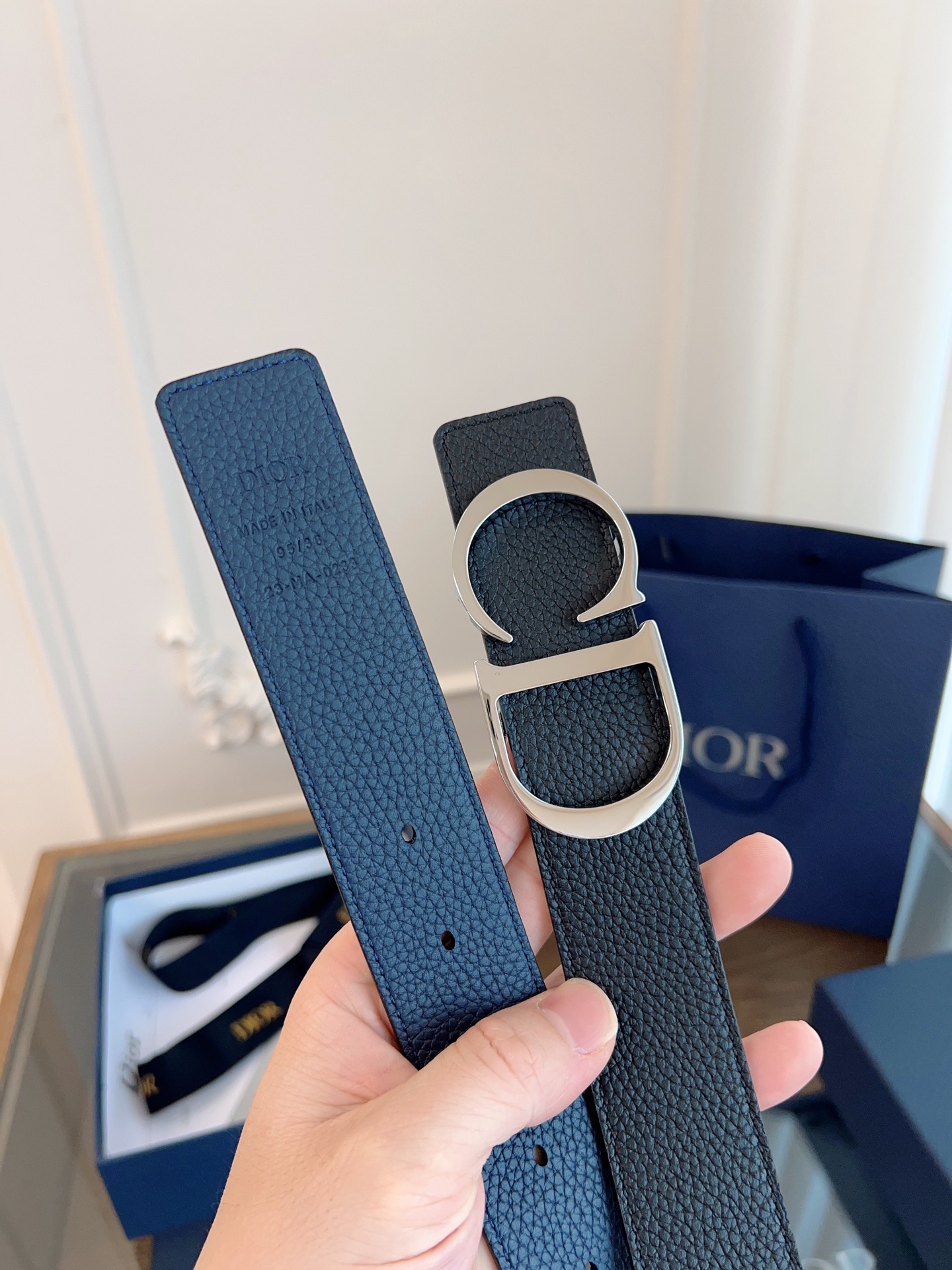 Dior double-sided leather belt 3.5CM wide