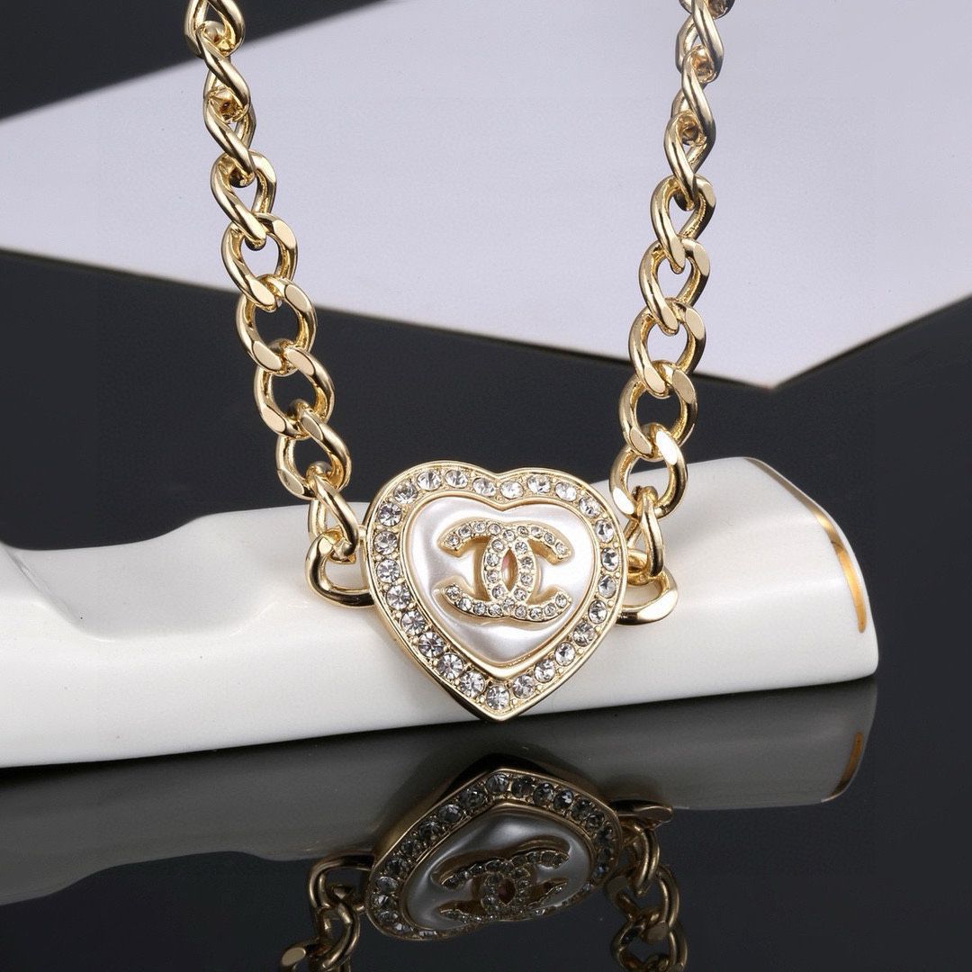 Chanel Heart Peach Bracelet Necklace