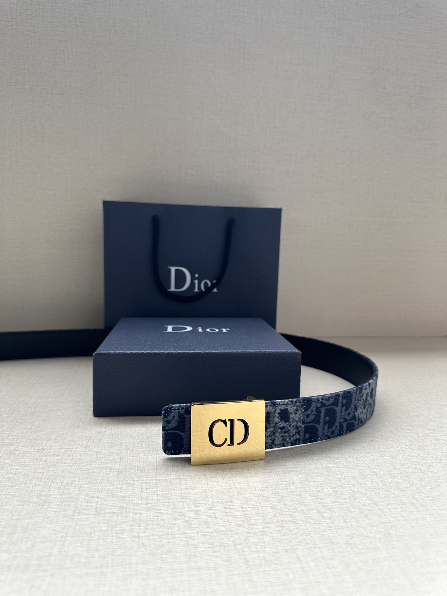Dior CD Icon print leather belt 3.5CM wide