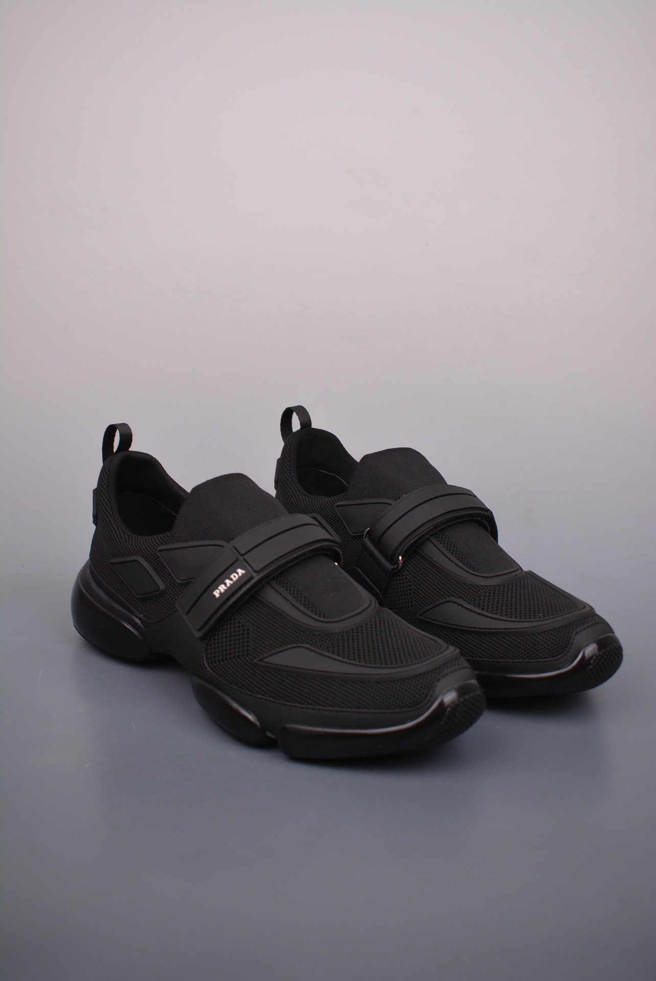 Prada Cloudbust Velcro Strap Low Sneakers Black Samurai 2OG064_1OUF_F0