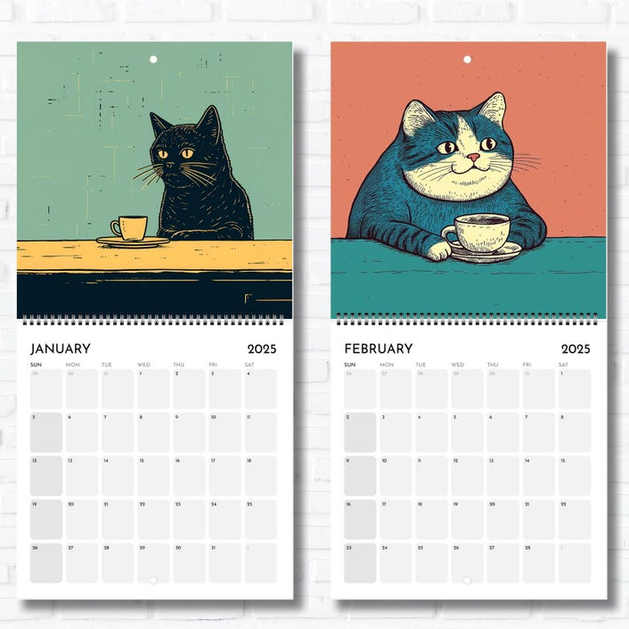 🐈☕Funny coffee cat calendar📅