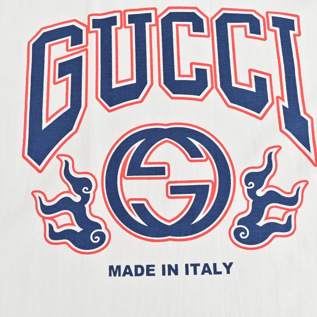 Gucci 24ss flame lettering logo print short sleeves