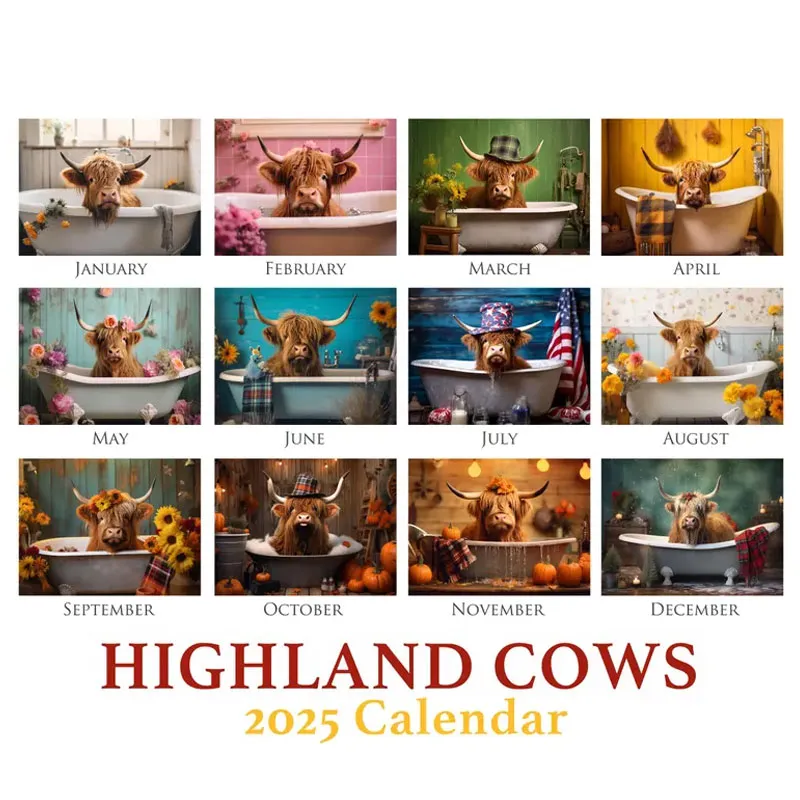 Highland Cow 2025 Wall Calendar