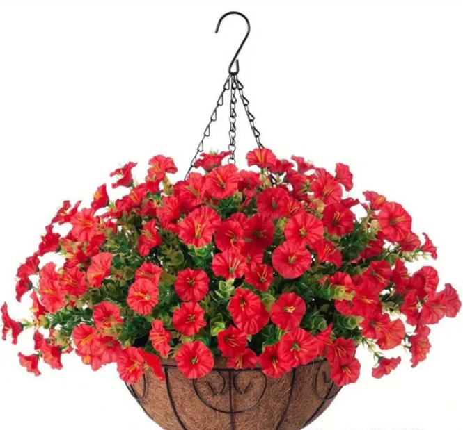 🌸 Hanging Artificial Colourful Morning Glory Basket-💥UV resistant, Waterproof，Windproof