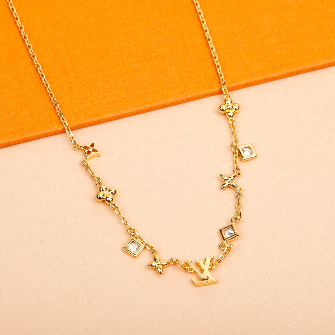 Louis Vuitton logo diamond necklace