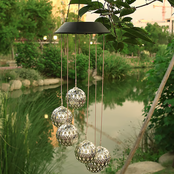 (🔥2025 BEST GIFT TO FAMILY🔥)Solar Metal Orb Wind Chime Mobile - Rainbow Color Changing LED Lights