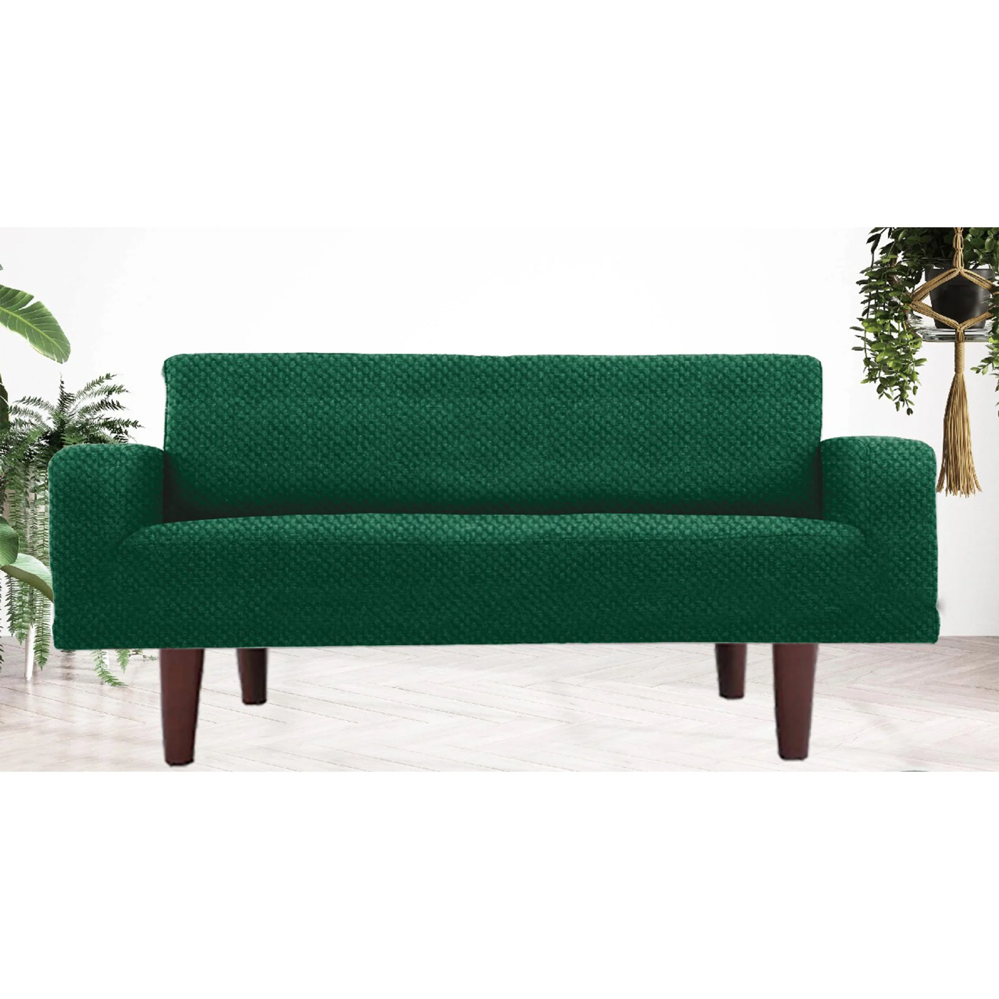 Monica Stretch Oversized Living Room Furniture Sofa Cover, Hunter Green, 96.5x63 Inches