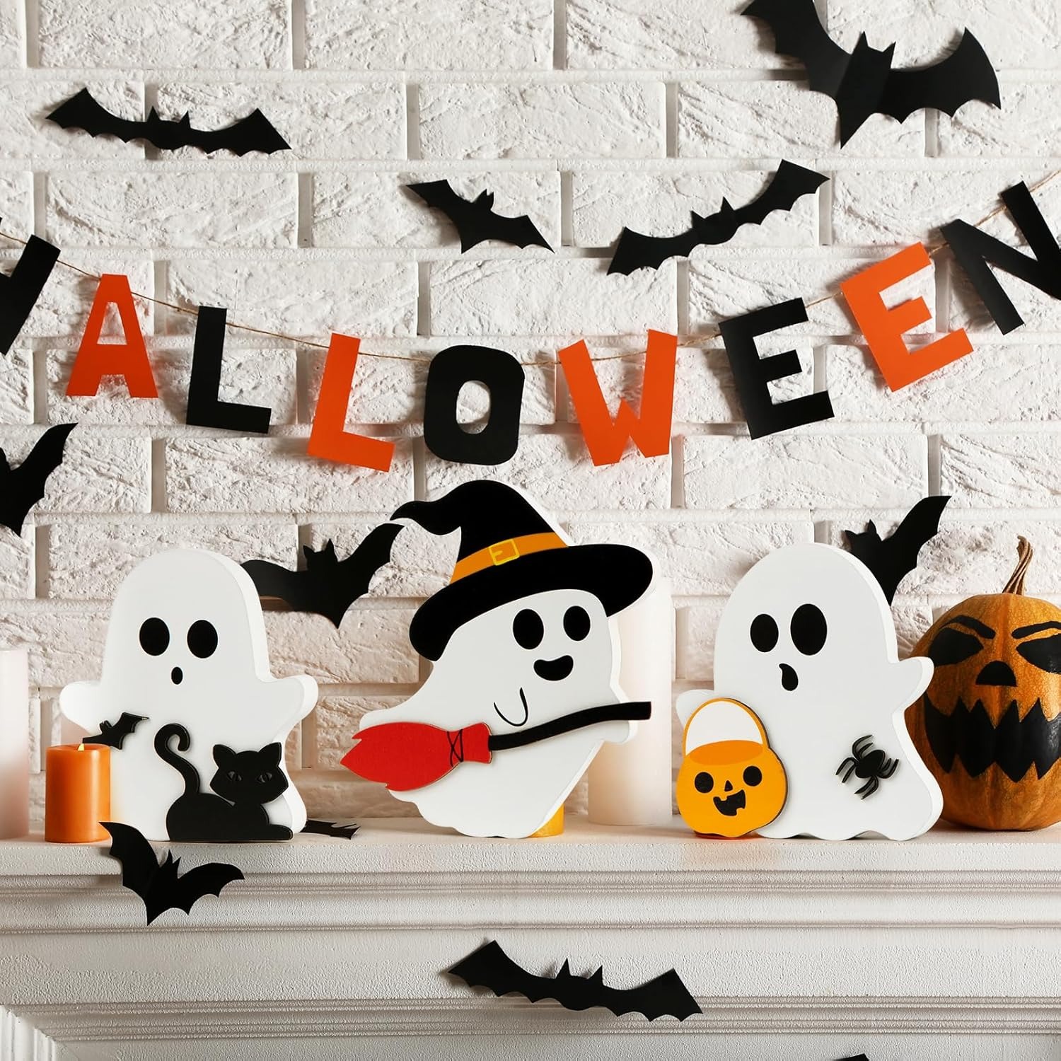 ✨Flash Sale✨Cute Halloween wooden ghost decoration three-piece set