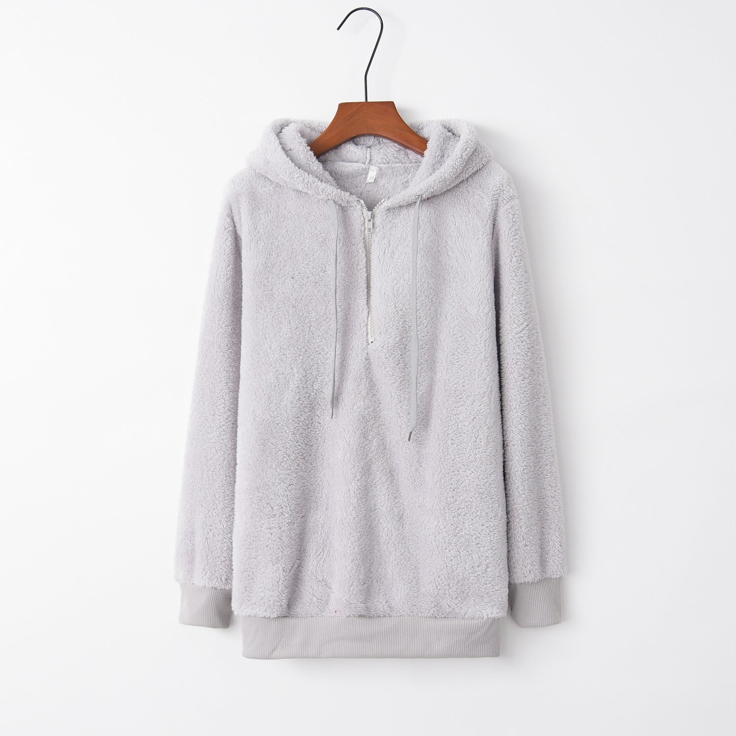 Solid Color Women's Long-Sleeved Hooded Sweater Coat