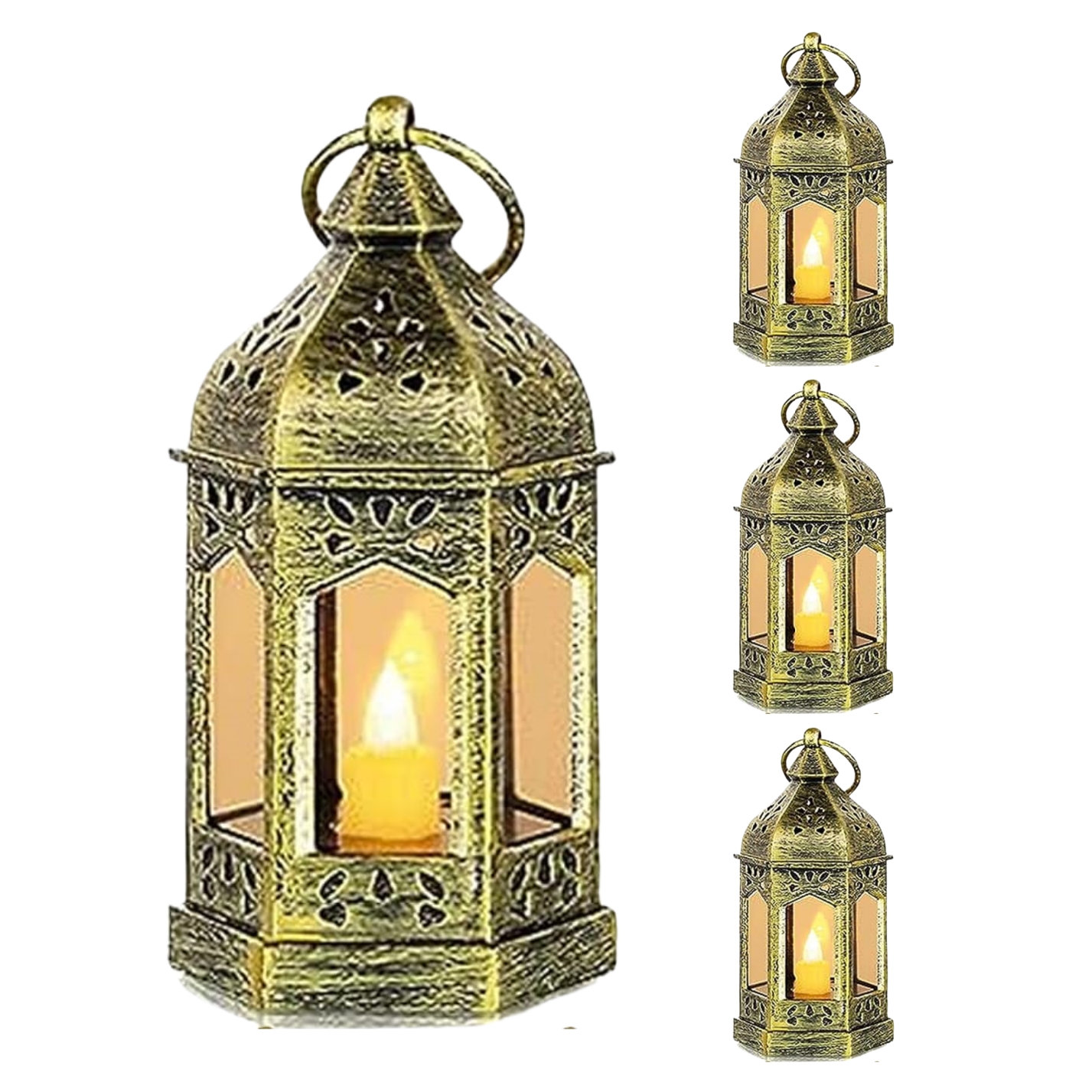 💖Last Day 49% OFF💖4 PCS Vintage Lantern with Flickering LED Candles