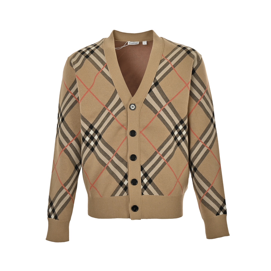 Burberry 24Fw Twill Check Knit Cardigan Sweater