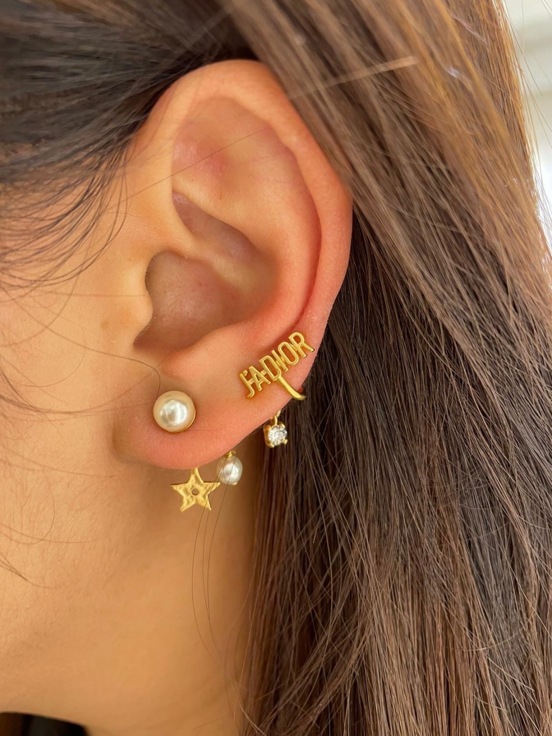 Dior Lettering Red Onyx Earrings