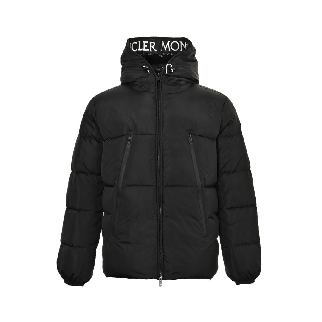 Moncler down jacket with embroidered logo on the lining