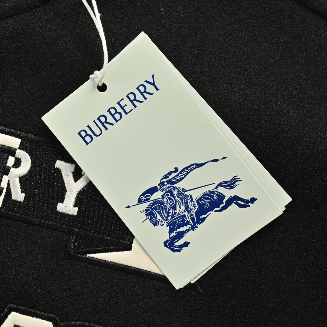 Burberry 24Fw flocked letter embroidery patchwork baseball jacket coat