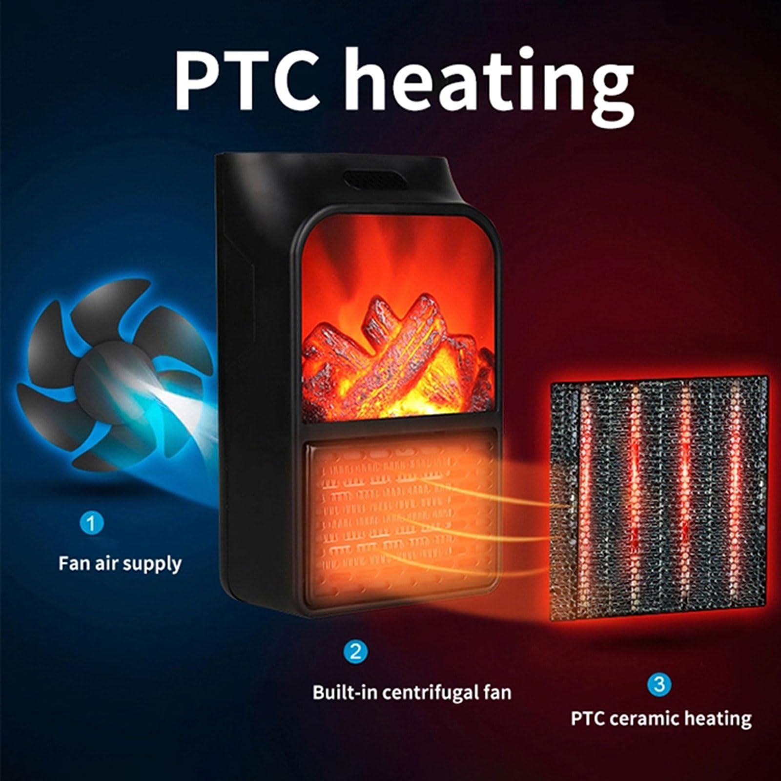 🔥Last Day 50% OFF🔥Dynamic Flame Effect Plug in Heater