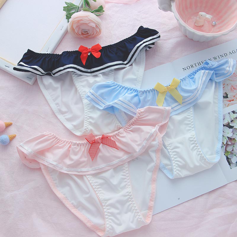 Navy Style Bow knot Lingerie Set