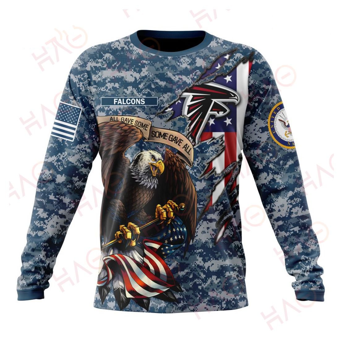 ATLANTA FALCONS 3D HOODIE US NAVY VETERANS