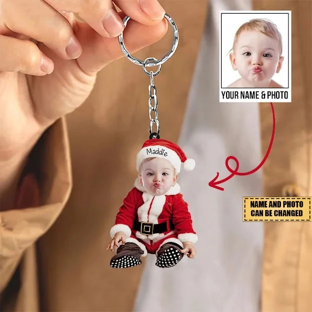 Adorable Newborn Baby - Personalized Photo keychain