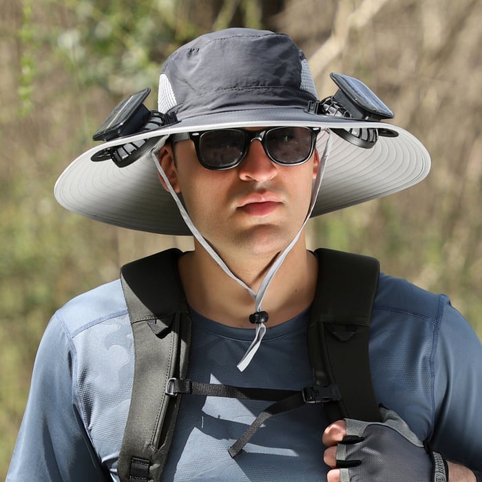 🔥Buy 2 Free Shipping-Outdoor Wide Brim Sun Hat with 2 Solar Fan -Solar & USB Charging