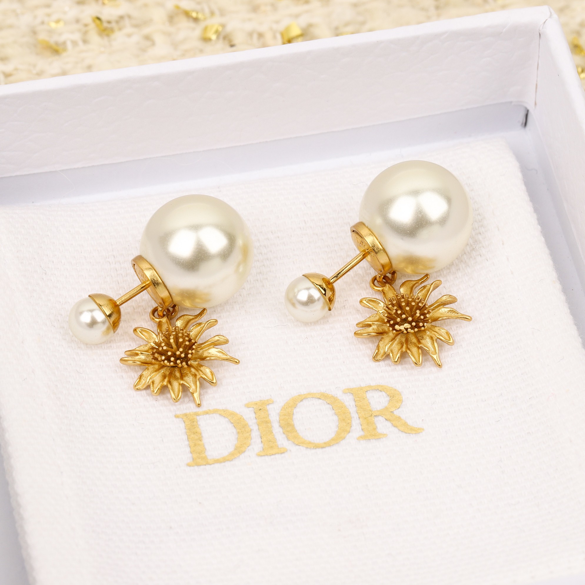 Dior Sunflower Pearl Earrings